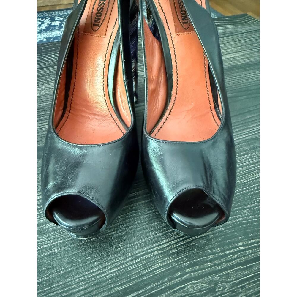 MISSONI Made in Italy Platform Slingback Purple Peep Toe Heels Sz. 37 - Picture 4 of 8